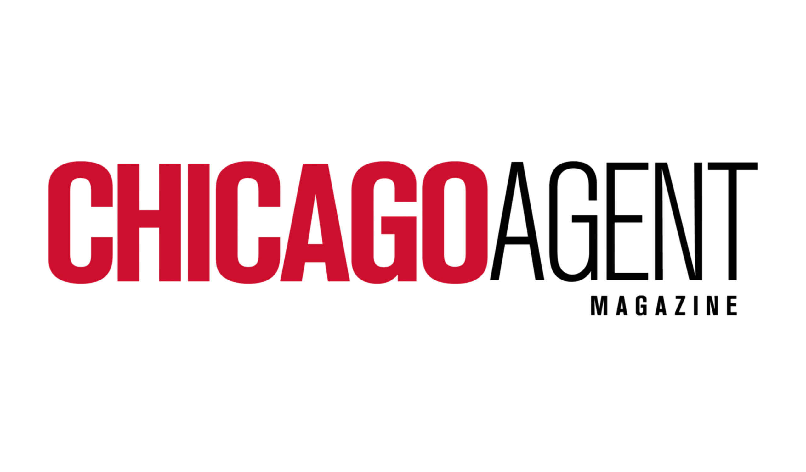 Logo for Chicago Agent Magazine, with CHICAGO in bold red letters and AGENT MAGAZINE in black on a white background.